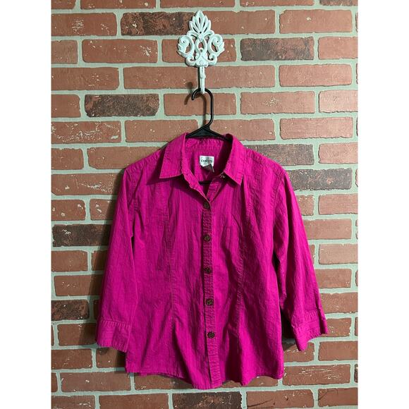 Chico’s | Fuchsia Long Sleeve Button Down Shirt - Picture 1 of 7